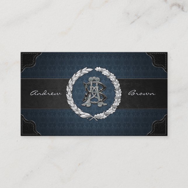 AB und BA Silver Monogram Visitenkarte (Vorderseite)