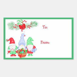 Ab und zu Weihnachten Gnome festliche Geschenkmark Rechteckiger Aufkleber