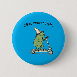 Ab zur Sturzprävention Lustiger Frosch Kröte Körpe Button