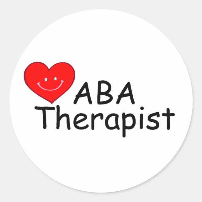 ABA Therapeut (Herz) Runder Aufkleber (Vorderseite)