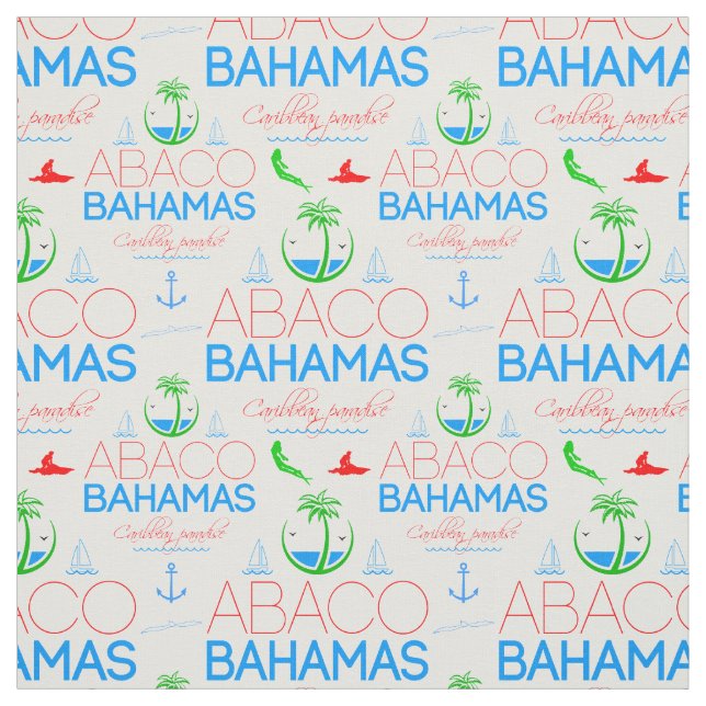 Abaco, Bahamas farbiger Text und Bildmuster Stoff (Muster)