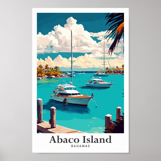 Abaco Bahamas Vintage Travel Portrait Poster (Vorne)