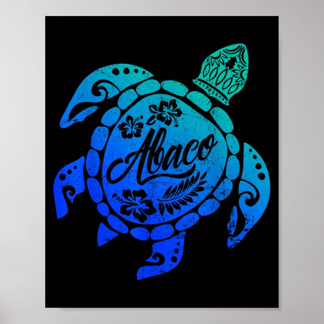 Abaco Tribal Sea Turtle Bahamas Beach Vacation  Poster (Vorne)