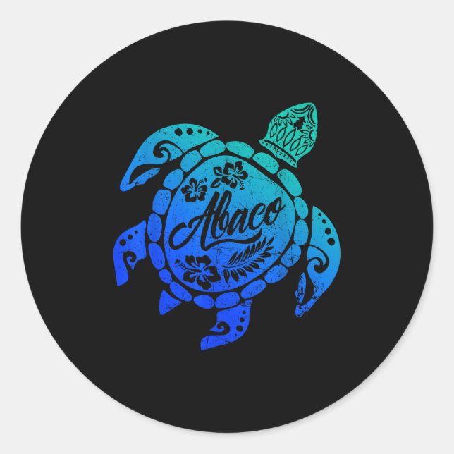 Abaco Tribal Sea Turtle Bahamas Beach Vacation  Runder Aufkleber (Vorderseite)