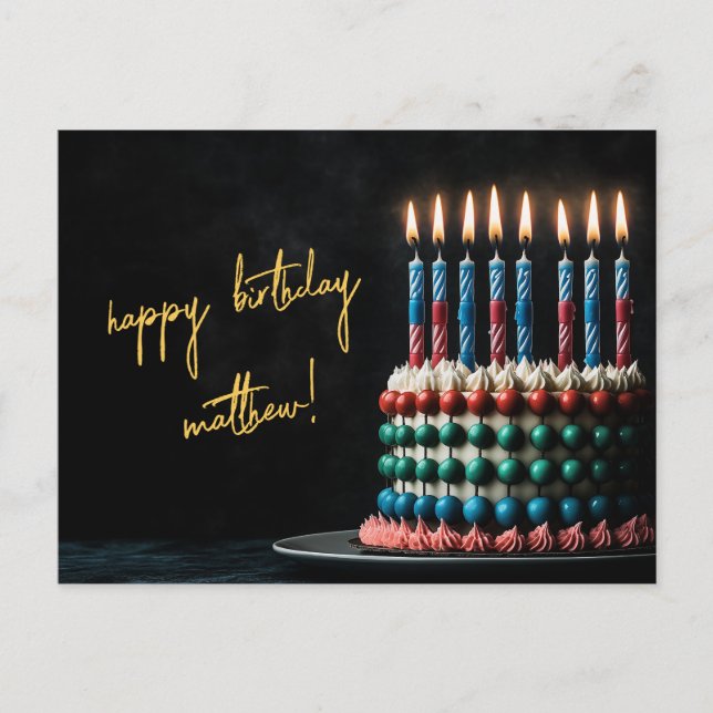 Abacus Birthday Cake mit Kerzen Postkarte (Vorderseite)