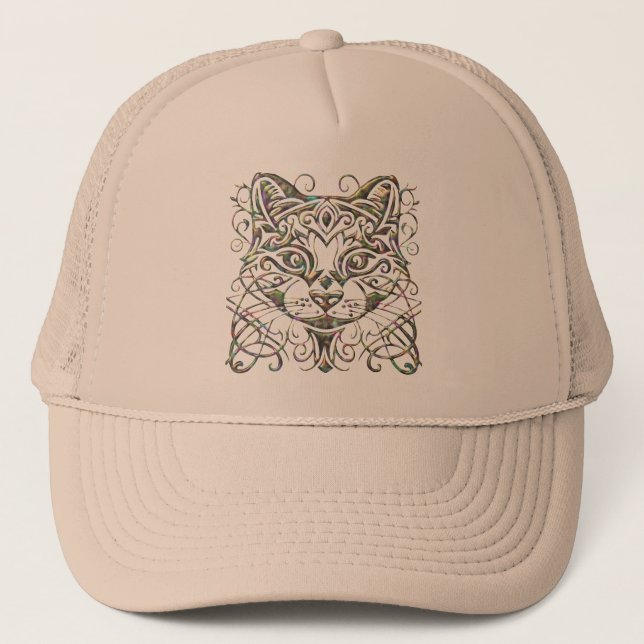 Abalone Cat Hat Truckerkappe (Vorderseite)