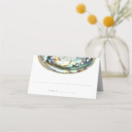 Abalone Muschel Green Watercolor Beach Hochzeit Platzkarte