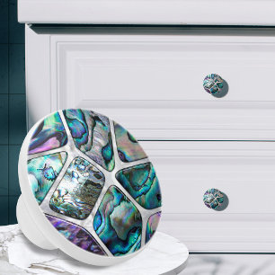 Abalone-Muschel Textur - Zellen Collage N1 Keramikknauf