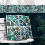 Abalone Muschel Texture - Zellen Collage N6 Fliese<br><div class="desc">Diese wunderschöne Kachel ist Teil meiner Abalone Dream Kollektion. Benutzen Sie es allein oder in Kombination mit anderen Fliesen, um im Bad oder in der Dusche atemberaubende Optik zu schaffen - z.B. ein akzentuiertes Fliesenmosaik hinter dem Mixer oder der Badewanne oder verwenden Sie es für Handwerkskunst - einen gefliesten Tisch...</div>