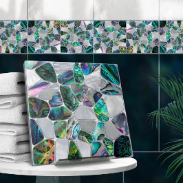 Abalone Muschel und Perle - Zellen Collage N16 Fliese