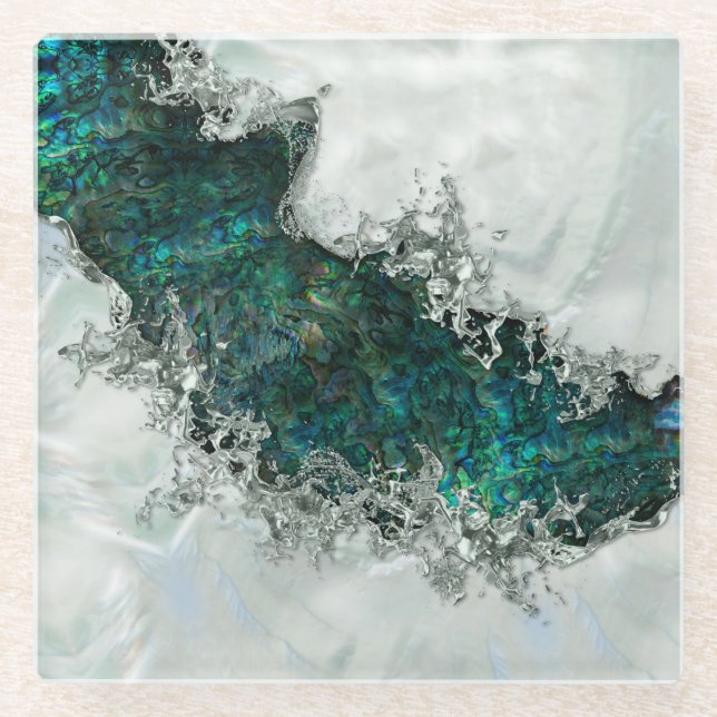 Abalone Shell Pearl and Silver 1 Glasuntersetzer (Vorderseite)