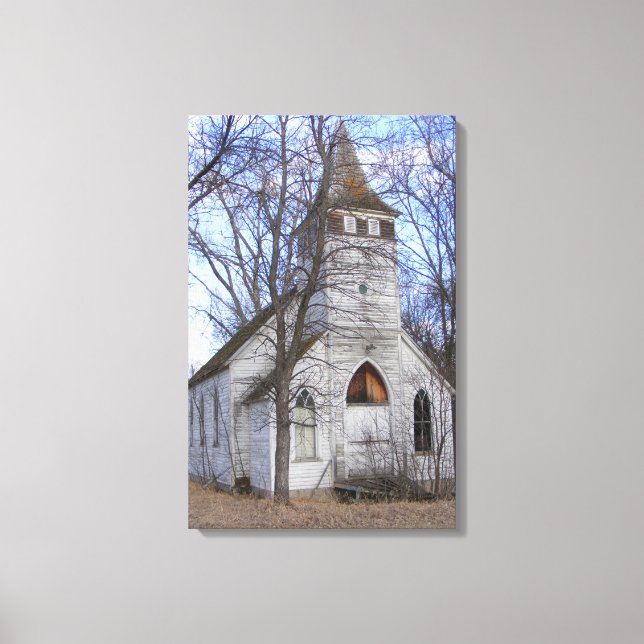 Abandant White Country Church Leinwanddruck (Vorderseite)