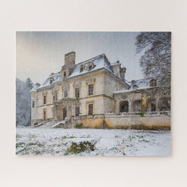 Abandiniertes französisches Schloss mit Winterschn (Horizontal)