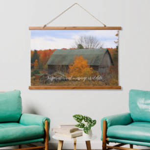 Abandon Old Rustic Barn Autumn Farm Scene Wandteppich Mit Holzrahmen