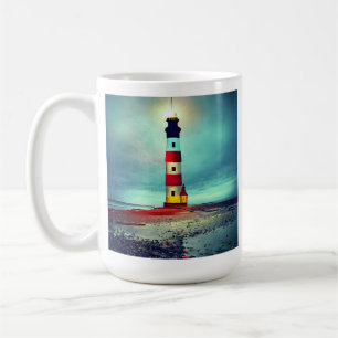 Abandoned Beach Dilapidate Illuminated Lighthouse Kaffeetasse