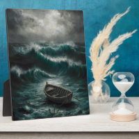 Abandoned Boat in Stormy Watters Ocean Art