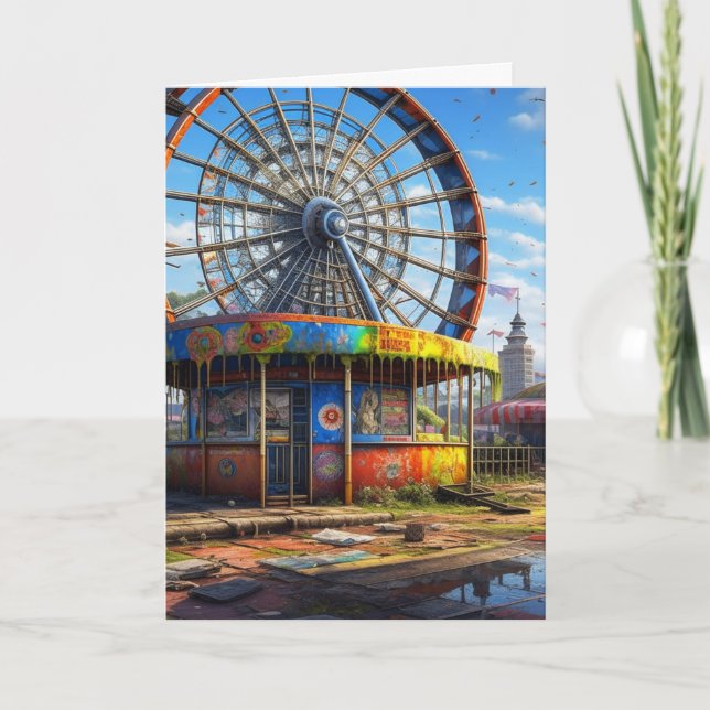 Abandoned Carnival Empty Ferris Wheel Karte (Vorderseite)