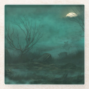 Abandoned Friedhof Moonlit Night Scene Glasuntersetzer