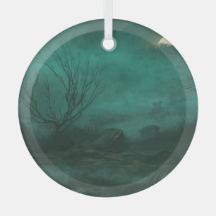 Abandoned Friedhof Moonlit Night Scene Ornament Aus Glas