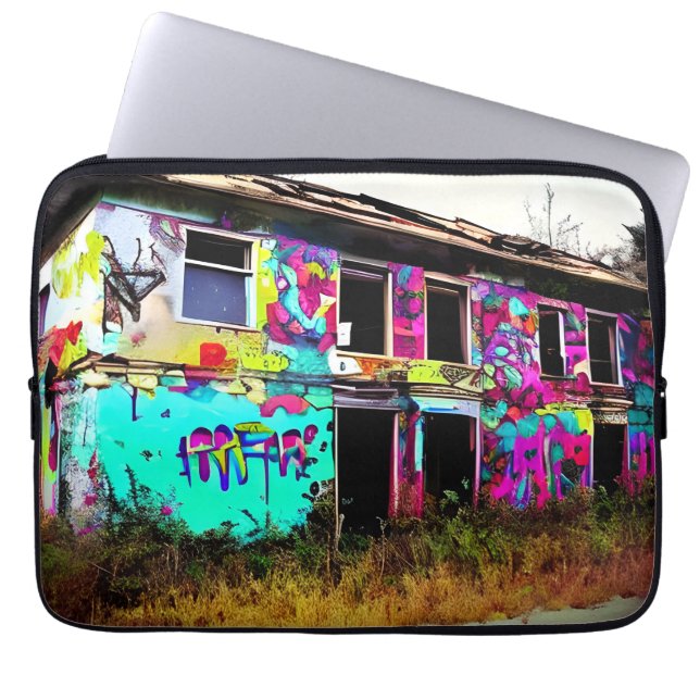 Abandoned House with Colorful Graffiti Laptopschutzhülle (Vorderseite)
