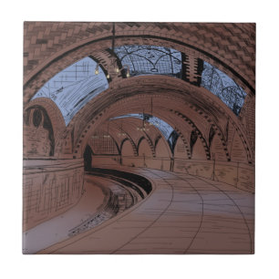 Abandoned NY City Hall U-Bahn Station Illustration Fliese