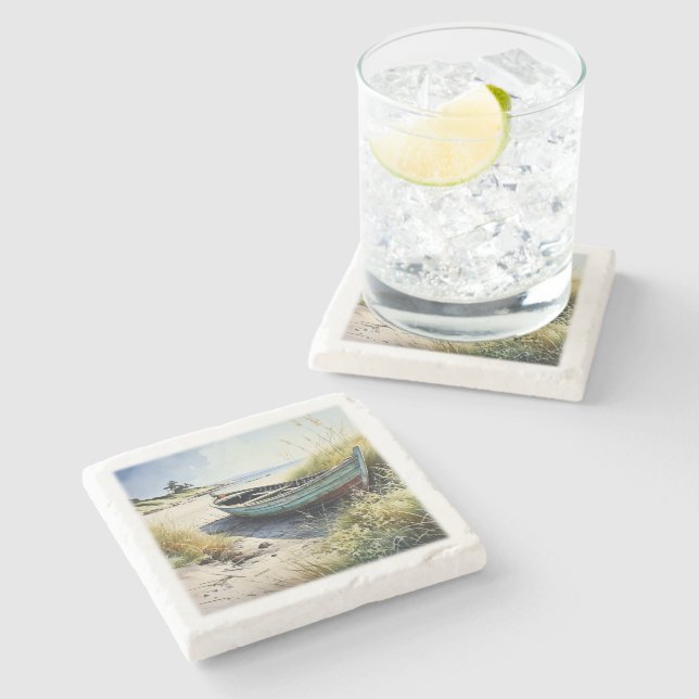 Abandoned Row Boat Steinuntersetzer (Seitenansicht)