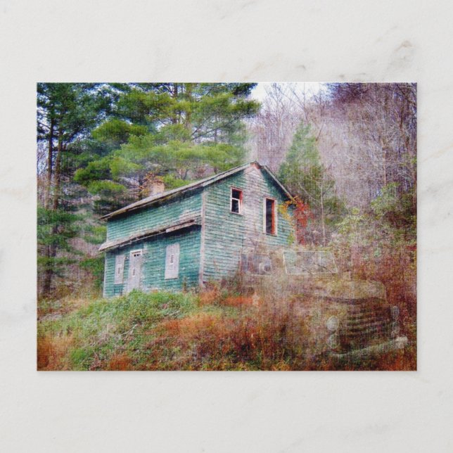 Abandred House and Truck Digital Art Postkarte (Vorderseite)