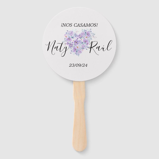Abanico Personalizado en Tonos Lilas  Fächer (Vorderseite)