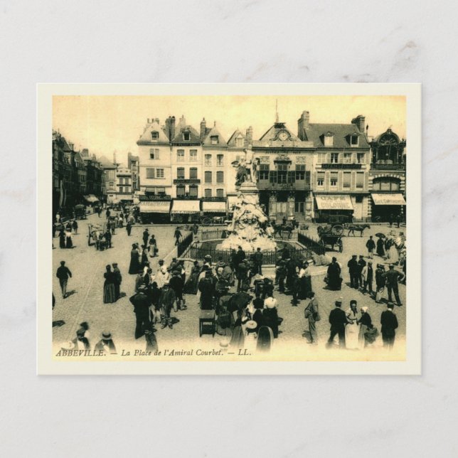 Abbeville, Frankreich, Admiral Courbet Place, Vint Postkarte (Vorderseite)