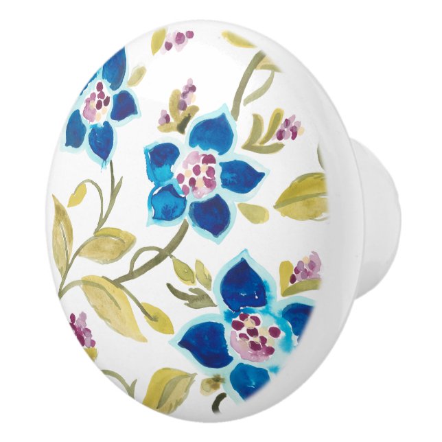 Abbey Floral Tiles - Blue Blooms Keramikknauf (Rechts)