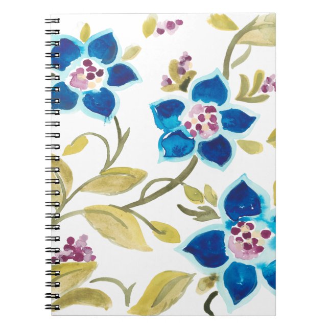 Abbey Floral Tiles - Blue Blooms Notizblock (Vorderseite)