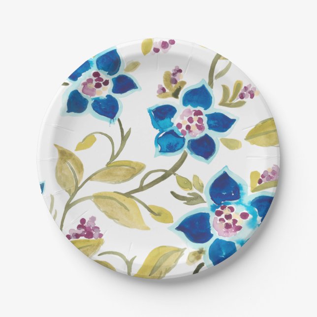 Abbey Floral Tiles - Blue Blooms Pappteller (Vorderseite)