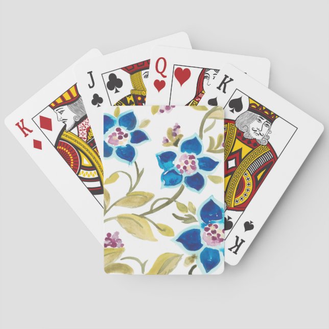 Abbey Floral Tiles - Blue Blooms Spielkarten (Rückseite)