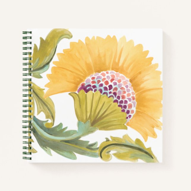 Abbey Floral Tiles - Gelb Notizbuch (Vorderseite)