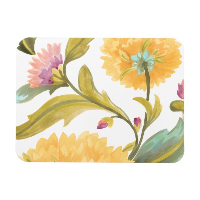 Abbey Floral Tiles - Gelbe Blumen Magnet (Horizontal)