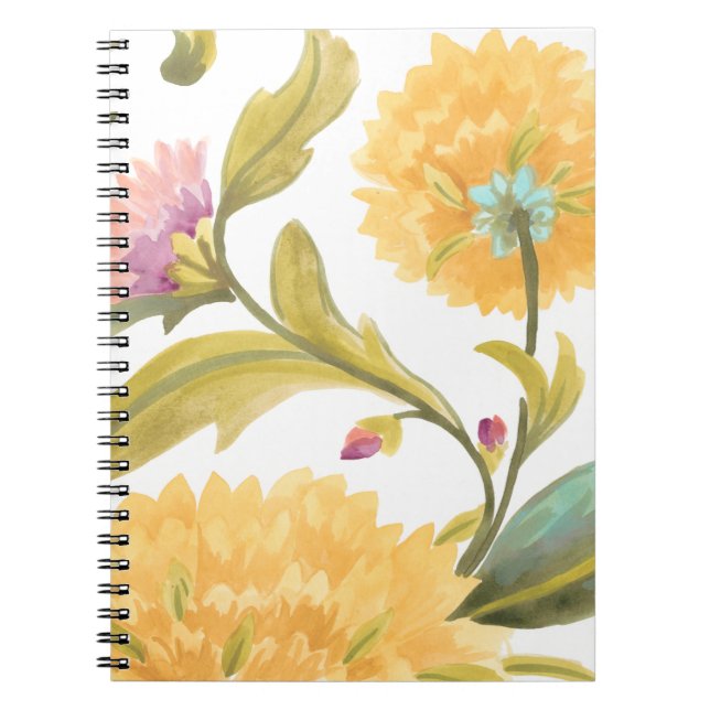 Abbey Floral Tiles - Gelbe Blumen Notizblock (Vorderseite)