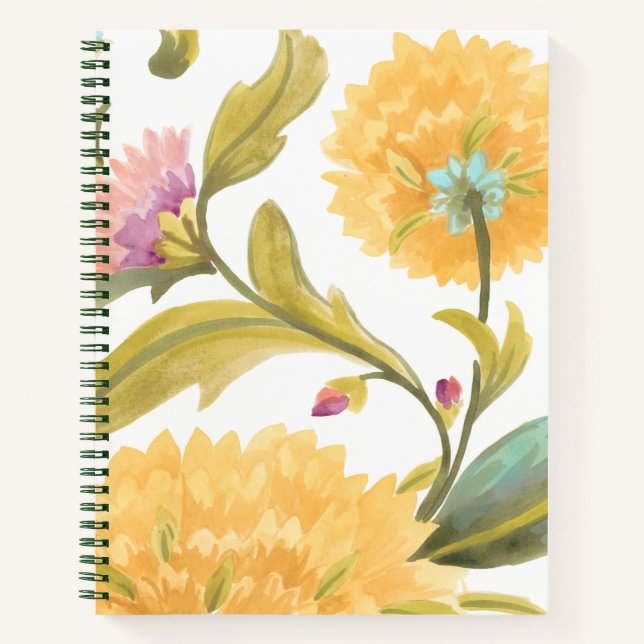 Abbey Floral Tiles - Gelbe Blumen Notizbuch (Vorderseite)