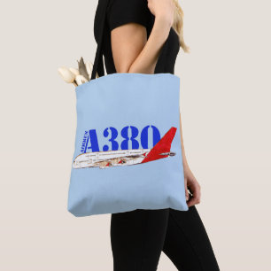 Abbildung A380 von Airbus mit fett rotem Schwanz Tasche