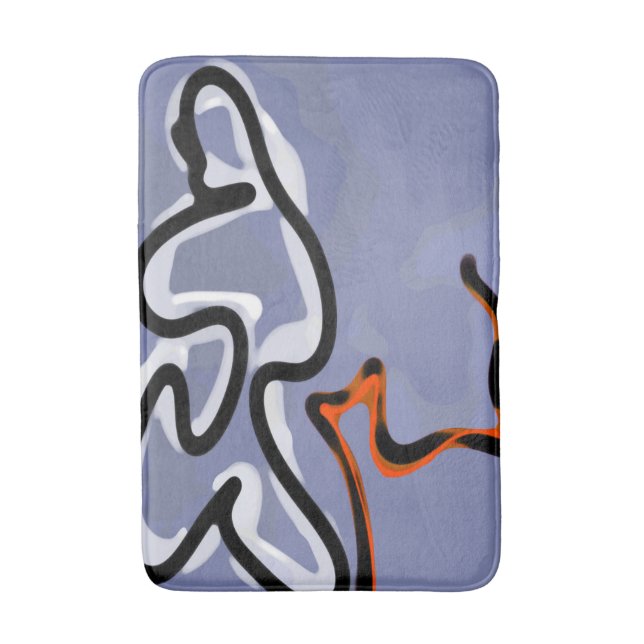 Abbildung: Abstrakt Blau, Orange, B & W Badematte (Vorderseite Vertikal)