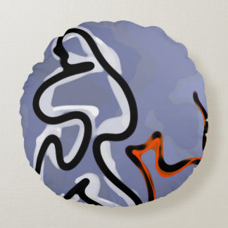 Abbildung: Abstrakt Blau, Orange, B & W Rundes Kissen