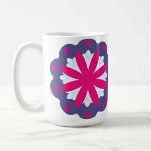 Abbildung der lila und rosa Blumenformen Kaffeetasse