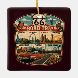 Abbildung der Sehenswürdigkeiten an der Route 66, Keramikornament