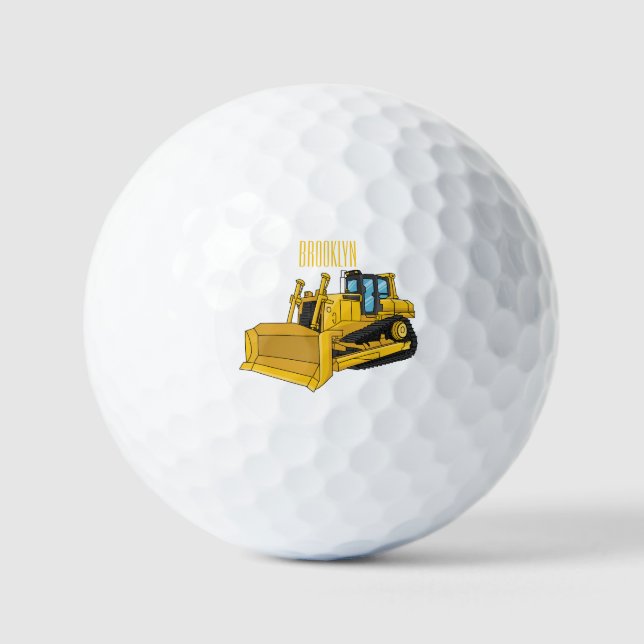 Abbildung des Bulldozer-Cartoon Golfball (Vorderseite)