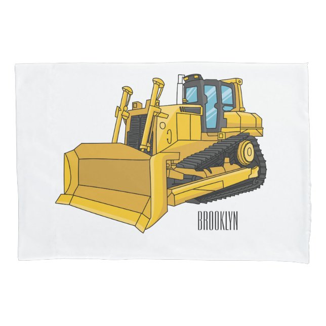 Abbildung des Bulldozer-Cartoon Kissenbezug (Vorderseite)