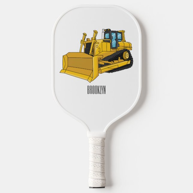 Abbildung des Bulldozer-Cartoon Pickleball Schläger (Vorderseite)