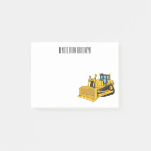 Abbildung des Bulldozer-Cartoon Post-it Klebezettel