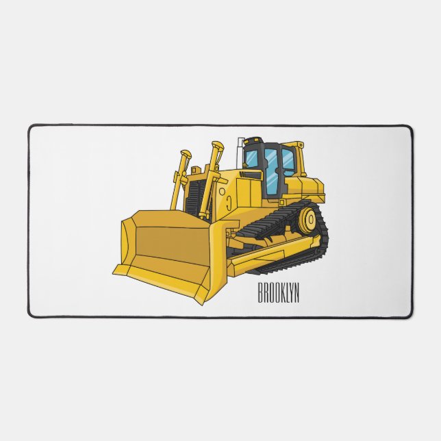 Abbildung des Bulldozer-Cartoon Schreibtischunterlage (Vorderseite)