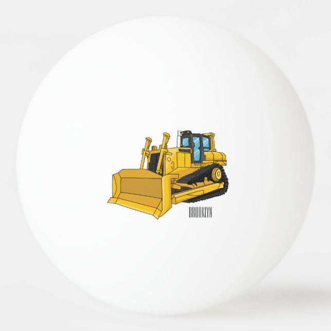 Abbildung des Bulldozer-Cartoon Tischtennisball (Vorderseite)