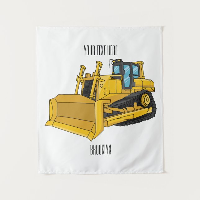 Abbildung des Bulldozer-Cartoon Wandteppich (Vorderseite)