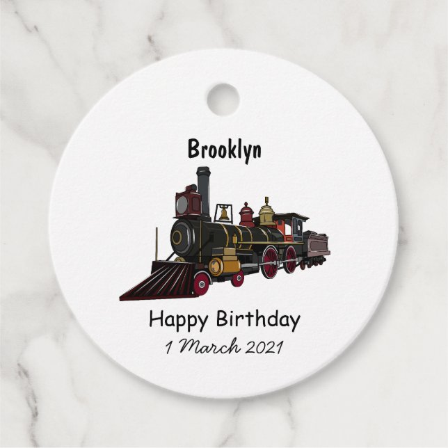 Abbildung des Cartoon der Dampflokomotive Geschenkanhänger (Vorderseite)